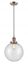  201C-AC-G204-10 - Beacon - 1 Light - 10 inch - Antique Copper - Cord hung - Mini Pendant