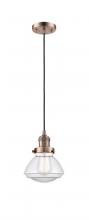  201C-AC-G322 - Olean - 1 Light - 7 inch - Antique Copper - Cord hung - Mini Pendant