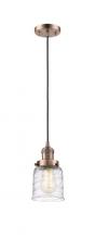  201C-AC-G513 - Bell - 1 Light - 5 inch - Antique Copper - Cord hung - Mini Pendant