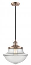  201C-AC-G542 - Oxford - 1 Light - 12 inch - Antique Copper - Cord hung - Mini Pendant