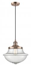  201C-AC-G544 - Oxford - 1 Light - 12 inch - Antique Copper - Cord hung - Mini Pendant