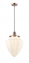  201C-AC-G661-12 - Bullet - 1 Light - 12 inch - Antique Copper - Cord hung - Mini Pendant