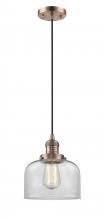  201C-AC-G72 - Bell - 1 Light - 8 inch - Antique Copper - Cord hung - Mini Pendant