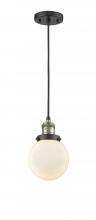  201C-BAB-G201-6-LED - Beacon - 1 Light - 6 inch - Black Antique Brass - Cord hung - Mini Pendant