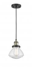  201C-BAB-G324 - Olean - 1 Light - 7 inch - Black Antique Brass - Cord hung - Mini Pendant