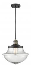  201C-BAB-G544 - Oxford - 1 Light - 12 inch - Black Antique Brass - Cord hung - Mini Pendant