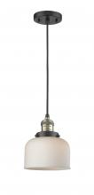  201C-BAB-G71 - Bell - 1 Light - 8 inch - Black Antique Brass - Cord hung - Mini Pendant