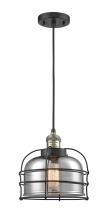  201C-BAB-G73-CE - Bell Cage - 1 Light - 9 inch - Black Antique Brass - Cord hung - Mini Pendant