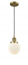  201C-BB-G201-6 - Beacon - 1 Light - 6 inch - Brushed Brass - Cord hung - Mini Pendant