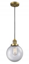  201C-BB-G202-8 - Beacon - 1 Light - 8 inch - Brushed Brass - Cord hung - Mini Pendant