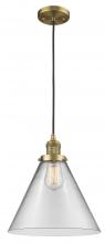  201C-BB-G42-L - Cone - 1 Light - 12 inch - Brushed Brass - Cord hung - Mini Pendant