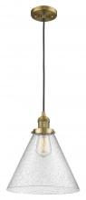  201C-BB-G44-L - Cone - 1 Light - 12 inch - Brushed Brass - Cord hung - Mini Pendant