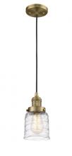  201C-BB-G513 - Bell - 1 Light - 5 inch - Brushed Brass - Cord hung - Mini Pendant