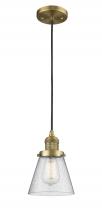  201C-BB-G64 - Cone - 1 Light - 6 inch - Brushed Brass - Cord hung - Mini Pendant