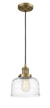  201C-BB-G713 - Bell - 1 Light - 8 inch - Brushed Brass - Cord hung - Mini Pendant