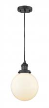  201C-BK-G201-8 - Beacon - 1 Light - 8 inch - Matte Black - Cord hung - Mini Pendant