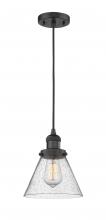  201C-BK-G44 - Cone - 1 Light - 8 inch - Matte Black - Cord hung - Mini Pendant