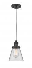  201C-BK-G62 - Cone - 1 Light - 6 inch - Matte Black - Cord hung - Mini Pendant