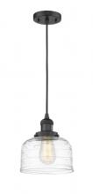  201C-BK-G713 - Bell - 1 Light - 8 inch - Matte Black - Cord hung - Mini Pendant