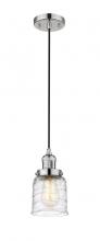  201C-PN-G513-LED - Bell - 1 Light - 5 inch - Polished Nickel - Cord hung - Mini Pendant