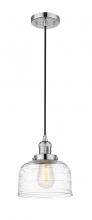  201C-PN-G713-LED - Bell - 1 Light - 8 inch - Polished Nickel - Cord hung - Mini Pendant