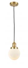  201C-SG-G201-6-LED - Beacon - 1 Light - 6 inch - Satin Gold - Cord hung - Mini Pendant