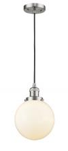  201C-SN-G201-8 - Beacon - 1 Light - 8 inch - Brushed Satin Nickel - Cord hung - Mini Pendant