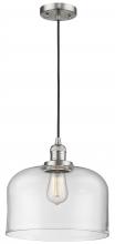  201C-SN-G72-L - Bell - 1 Light - 12 inch - Brushed Satin Nickel - Cord hung - Mini Pendant