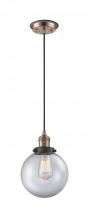  201CBP-ACBK-G202-8 - Beacon - 1 Light - 8 inch - Antique Copper - Cord hung - Mini Pendant