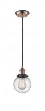  201CBP-ACBK-G204-6 - Beacon - 1 Light - 6 inch - Antique Copper - Cord hung - Mini Pendant