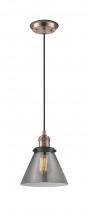  201CBP-ACBK-G43 - Cone - 1 Light - 8 inch - Antique Copper - Cord hung - Mini Pendant