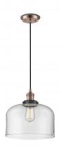  201CBP-ACBK-G72-L - Bell - 1 Light - 12 inch - Antique Copper - Cord hung - Mini Pendant