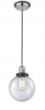  201CBP-PNBK-G204-8 - Beacon - 1 Light - 8 inch - Polished Nickel - Cord hung - Mini Pendant