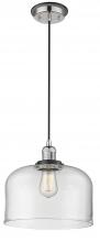  201CBP-PNBK-G72-L - Bell - 1 Light - 12 inch - Polished Nickel - Cord hung - Mini Pendant