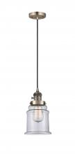  201CSW-AB-G182 - Canton - 1 Light - 6 inch - Antique Brass - Cord hung - Mini Pendant