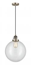  201CSW-AB-G202-12 - Beacon - 1 Light - 12 inch - Antique Brass - Cord hung - Mini Pendant