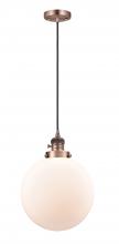  201CSW-AC-G201-10 - Beacon - 1 Light - 10 inch - Antique Copper - Cord hung - Mini Pendant