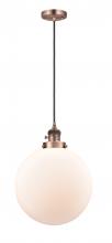  201CSW-AC-G201-12 - Beacon - 1 Light - 12 inch - Antique Copper - Cord hung - Mini Pendant