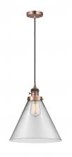  201CSW-AC-G42-L - Cone - 1 Light - 12 inch - Antique Copper - Cord hung - Mini Pendant