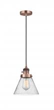  201CSW-AC-G44 - Cone - 1 Light - 8 inch - Antique Copper - Cord hung - Mini Pendant