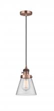  201CSW-AC-G62 - Cone - 1 Light - 6 inch - Antique Copper - Cord hung - Mini Pendant