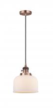  201CSW-AC-G71 - Bell - 1 Light - 8 inch - Antique Copper - Cord hung - Mini Pendant