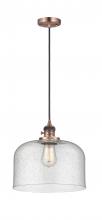  201CSW-AC-G74-L - Bell - 1 Light - 12 inch - Antique Copper - Cord hung - Mini Pendant