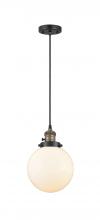  201CSW-BAB-G201-8 - Beacon - 1 Light - 8 inch - Black Antique Brass - Cord hung - Mini Pendant