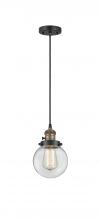  201CSW-BAB-G202-6 - Beacon - 1 Light - 6 inch - Black Antique Brass - Cord hung - Mini Pendant