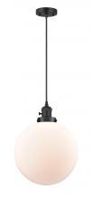  201CSW-BK-G201-12 - Beacon - 1 Light - 12 inch - Matte Black - Cord hung - Mini Pendant