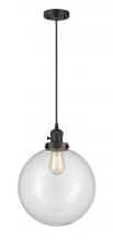  201CSW-BK-G202-12 - Beacon - 1 Light - 12 inch - Matte Black - Cord hung - Mini Pendant