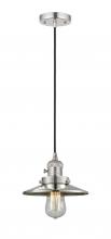  201CSW-PN-M1-LED - Railroad - 1 Light - 8 inch - Polished Nickel - Cord hung - Mini Pendant