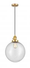  201CSW-SG-G204-12 - Beacon - 1 Light - 12 inch - Satin Gold - Cord hung - Mini Pendant