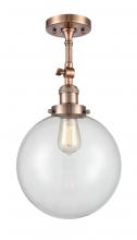  201F-AC-G202-10 - Beacon - 1 Light - 10 inch - Antique Copper - Semi-Flush Mount